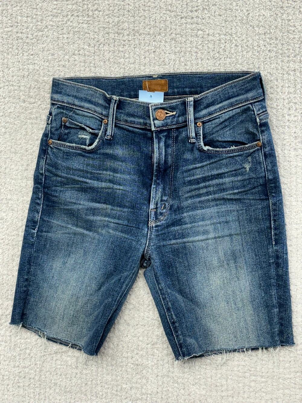 Mother Women's Runaway Step Fray Blue Denim Jean Shorts Size 4 #74313